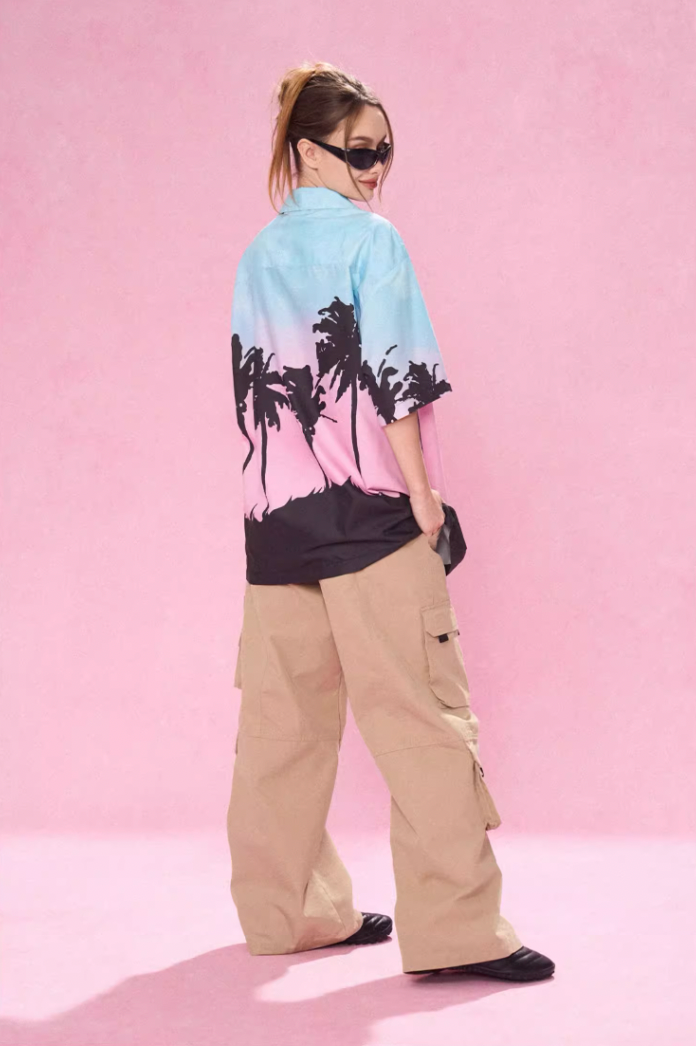 EMPTY REFERENCE Evening Coconut Silhouette Short Sleeve Shirt