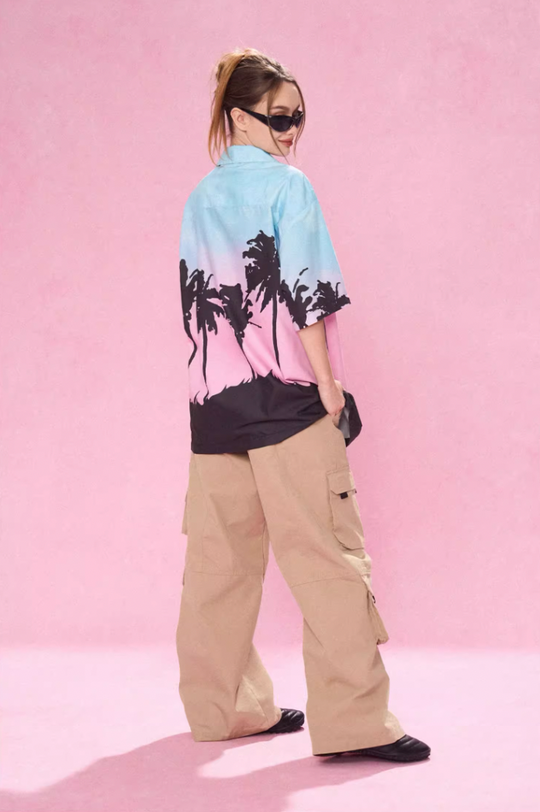 EMPTY REFERENCE Evening Coconut Silhouette Short Sleeve Shirt