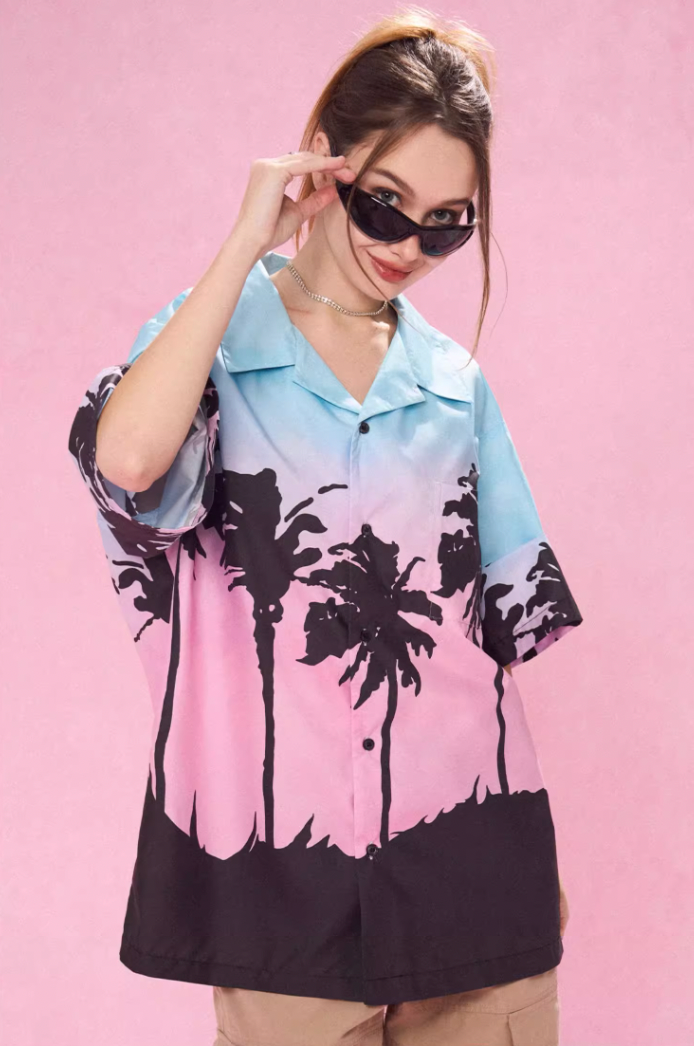 EMPTY REFERENCE Evening Coconut Silhouette Short Sleeve Shirt