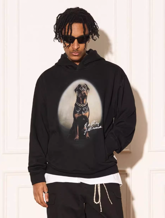 EMPTY REFERENCE Rottweiler Dog Print Hoodie