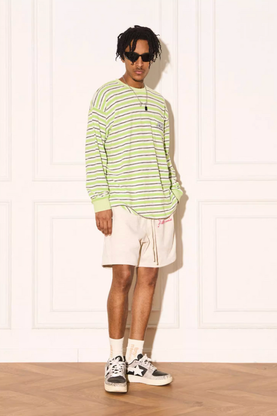 EMPTY REFERENCE Stripe Stereoscopic Color Clash Logo Long Sleeve Tee