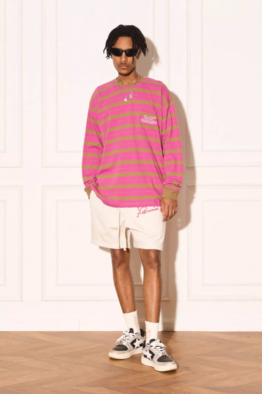 EMPTY REFERENCE Color Clash Striped Long Sleeved Tee