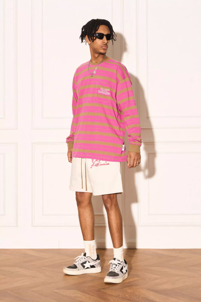 EMPTY REFERENCE Color Clash Striped Long Sleeved Tee