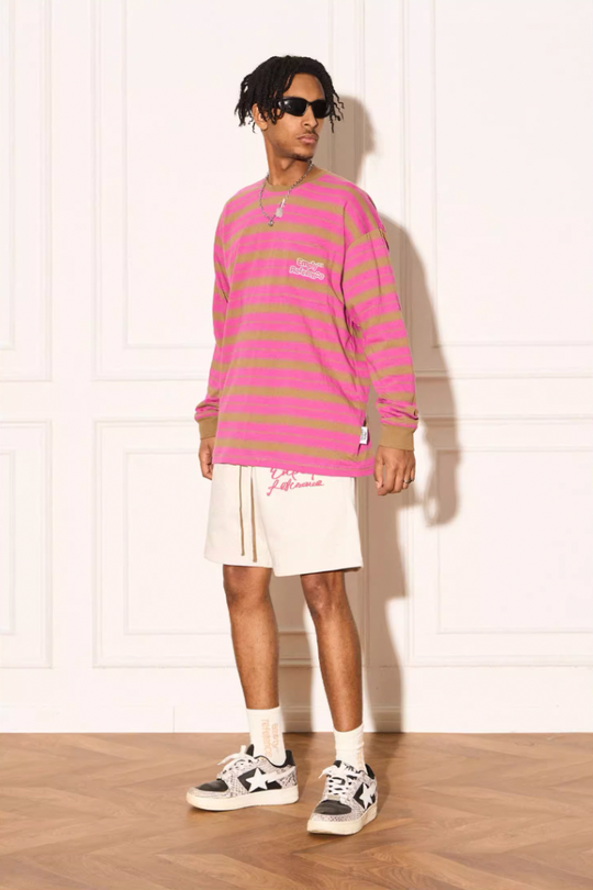 EMPTY REFERENCE Color Clash Striped Long Sleeved Tee