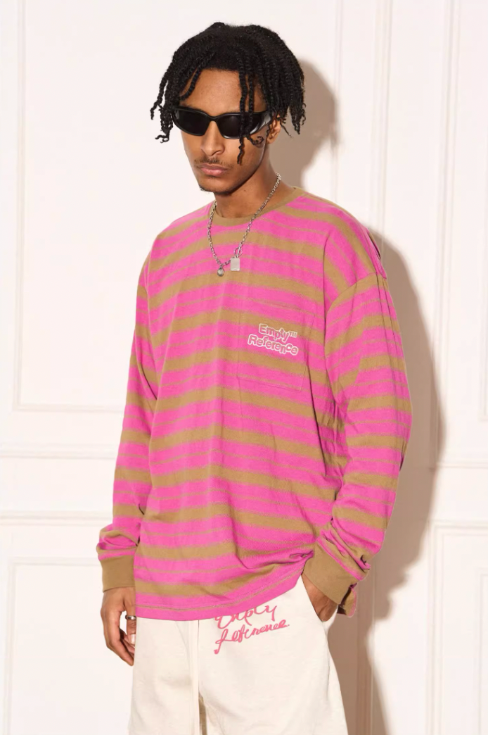 EMPTY REFERENCE Color Clash Striped Long Sleeved Tee