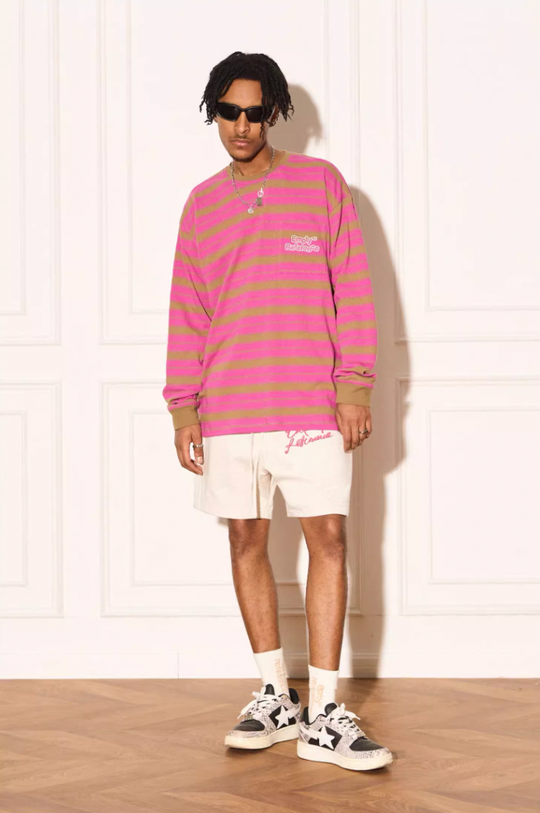 EMPTY REFERENCE Color Clash Striped Long Sleeved Tee