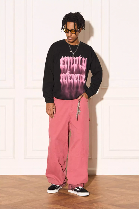 EMPTY REFERENCE Smoke Logo Printed Long Sleeve Tee