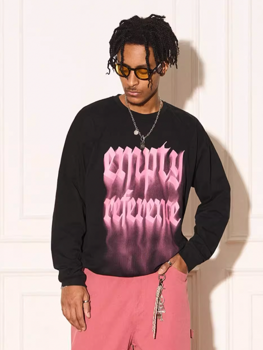 EMPTY REFERENCE Smoke Logo Printed Long Sleeve Tee