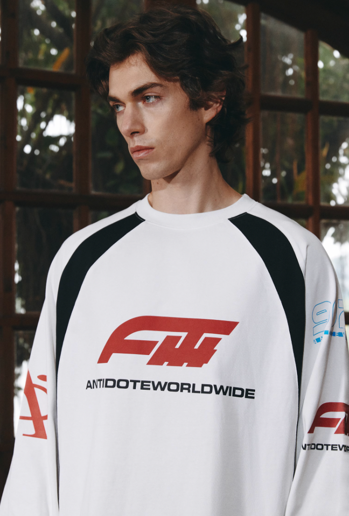 ANTIDOTE Multi Logo Contrasting Racing Long Sleeve Tee