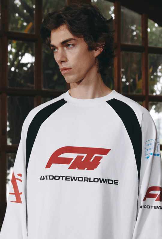 ANTIDOTE Multi Logo Contrasting Racing Long Sleeve Tee