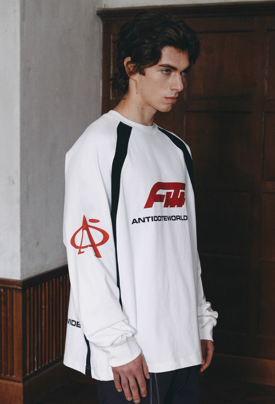 ANTIDOTE Multi Logo Contrasting Racing Long Sleeve Tee
