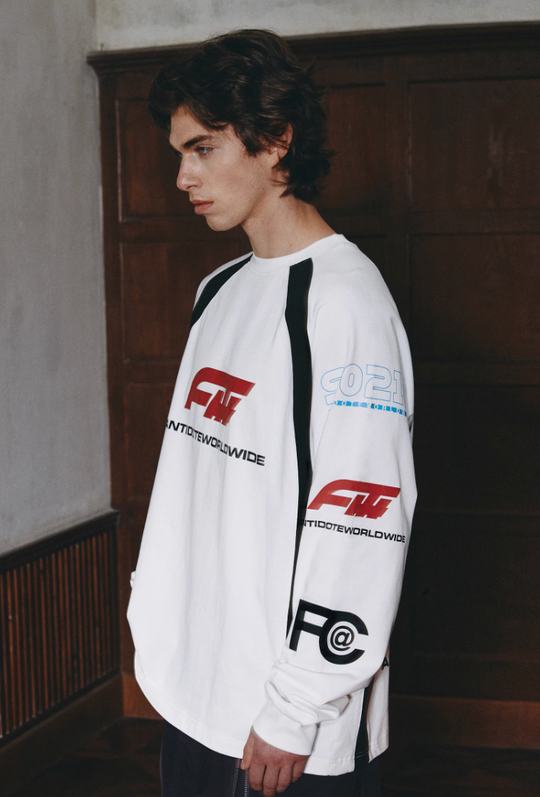 ANTIDOTE Multi Logo Contrasting Racing Long Sleeve Tee