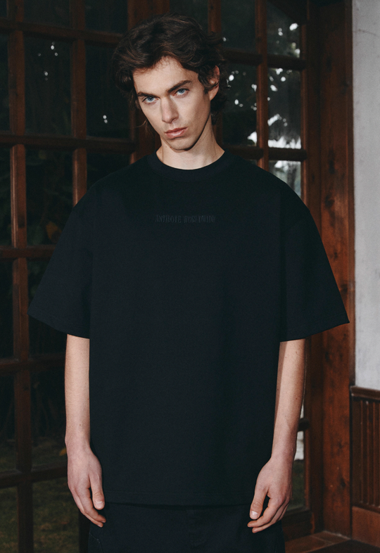 ANTIDOTE Embroidered Leather Studded Tee