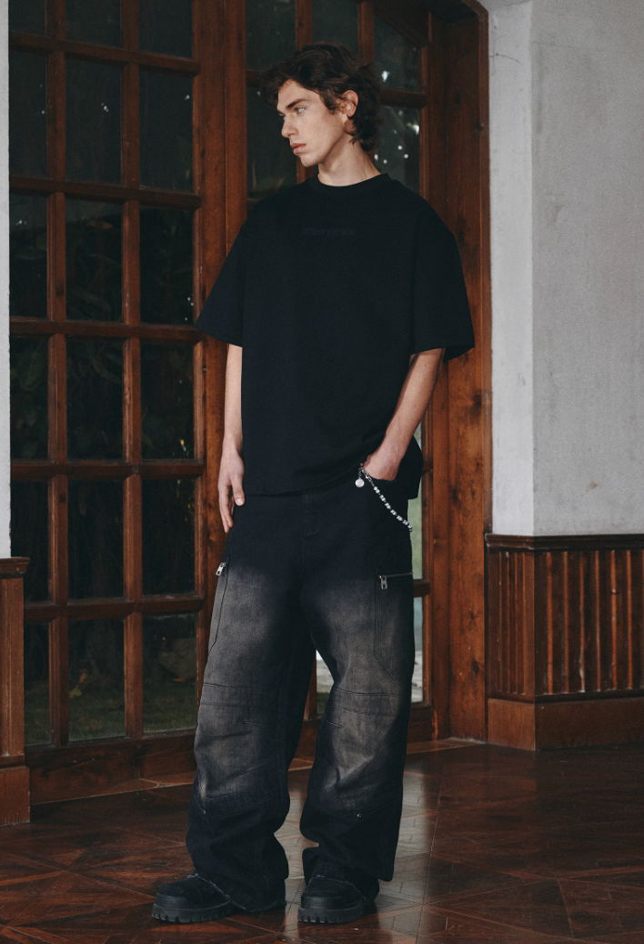 ANTIDOTE Embroidered Leather Studded Tee