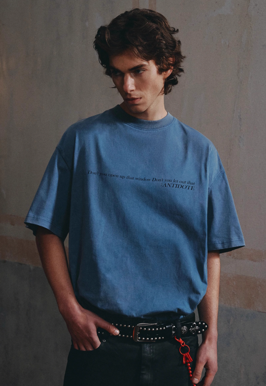 ANTIDOTE Slogan Washed Letter Print Tee