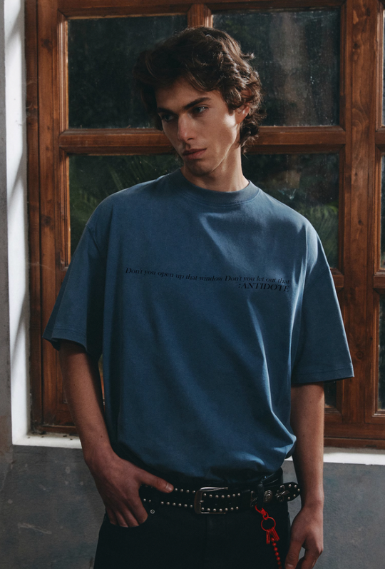 ANTIDOTE Slogan Washed Letter Print Tee