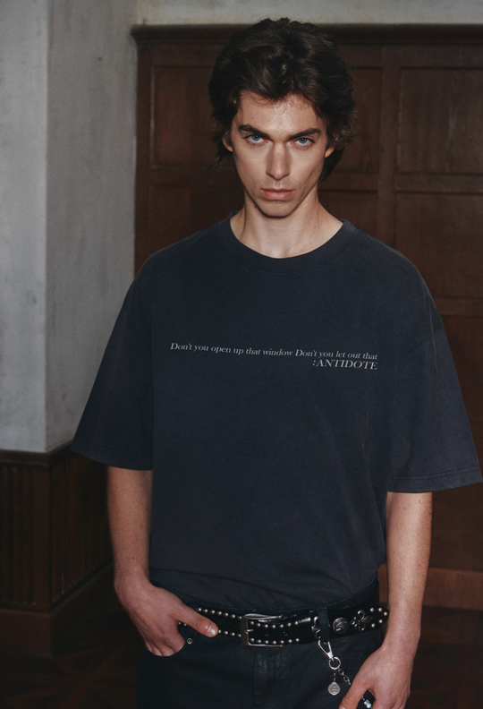 ANTIDOTE Slogan Washed Letter Print Tee