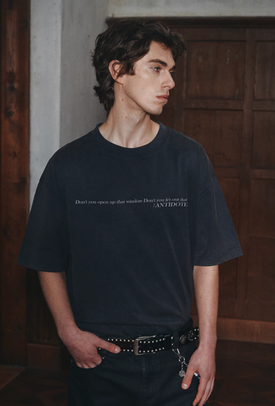 ANTIDOTE Slogan Washed Letter Print Tee