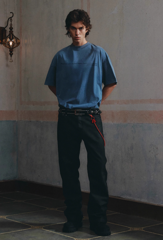 ANTIDOTE Slogan Washed Letter Print Tee