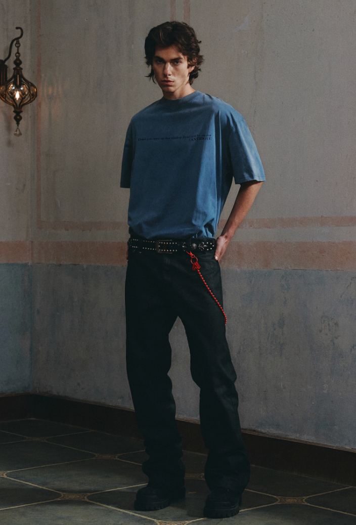 ANTIDOTE Slogan Washed Letter Print Tee