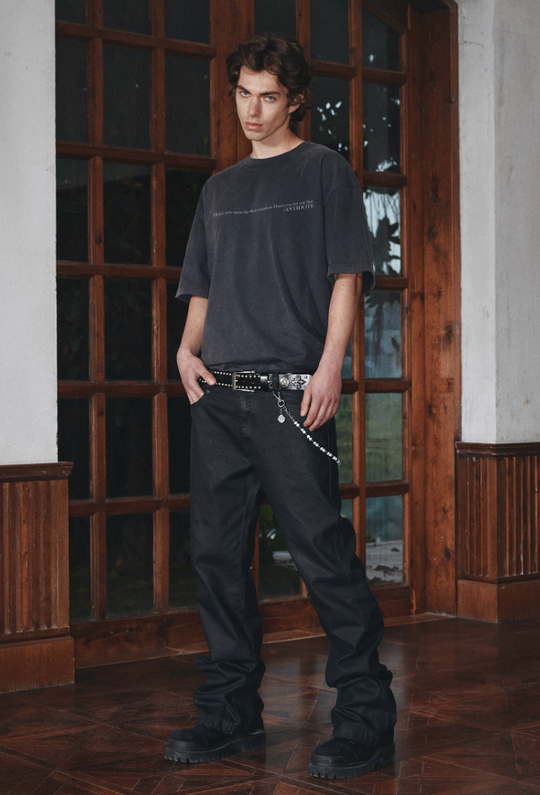 ANTIDOTE Slogan Washed Letter Print Tee