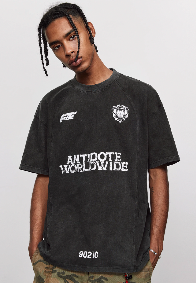 ANTIDOTE Washed Aged Patchwork Stitching Tee