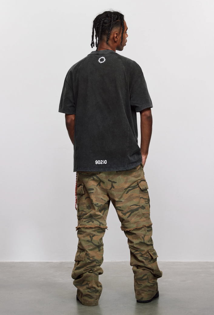 ANTIDOTE Washed Aged Patchwork Stitching Tee