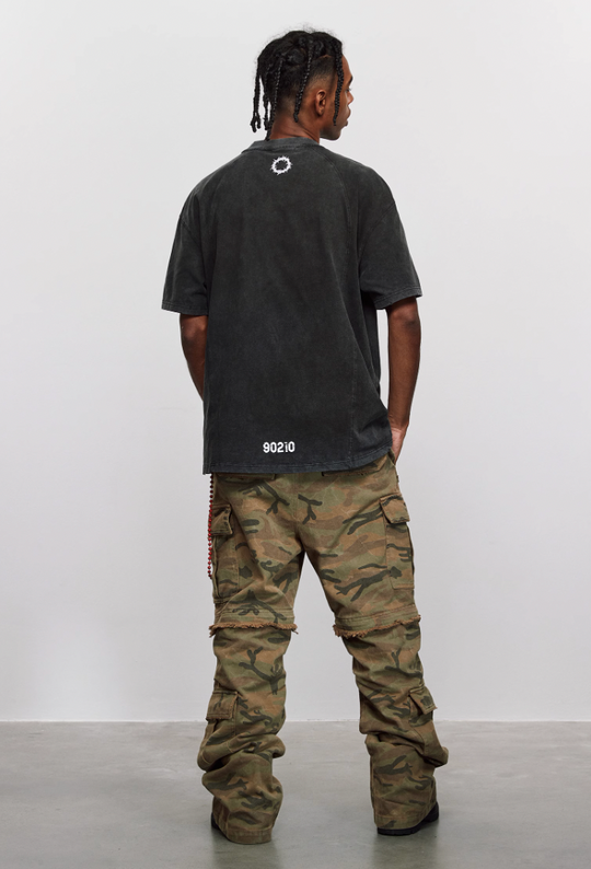 ANTIDOTE Washed Aged Patchwork Stitching Tee