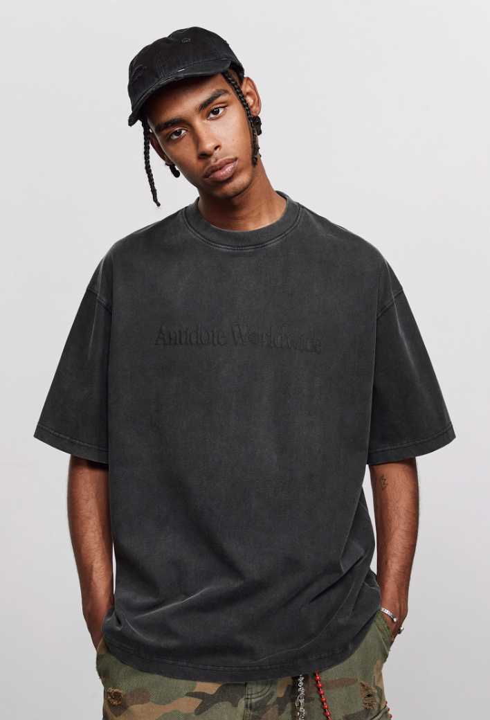 ANTIDOTE Washed Distressed Logo Print Vintage Tee