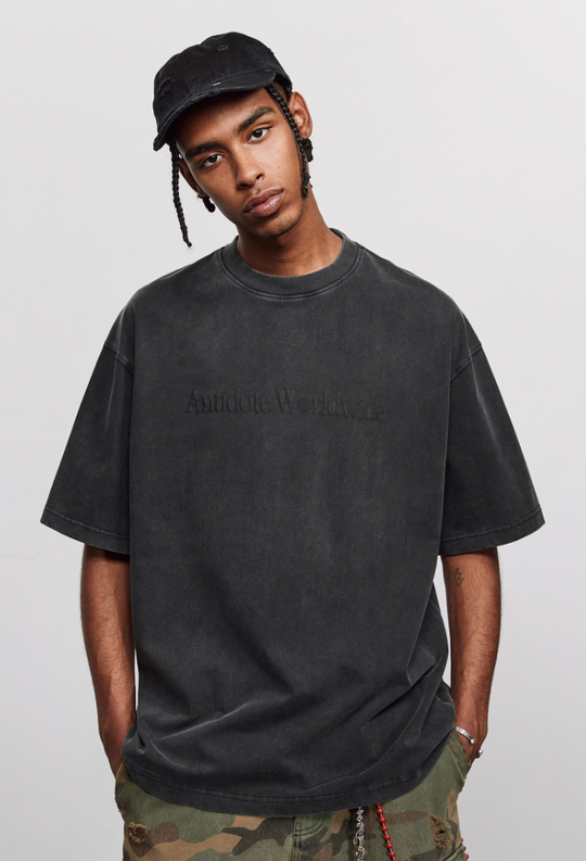 ANTIDOTE Washed Distressed Logo Print Vintage Tee