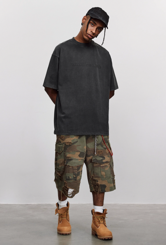 ANTIDOTE Washed Distressed Logo Print Vintage Tee