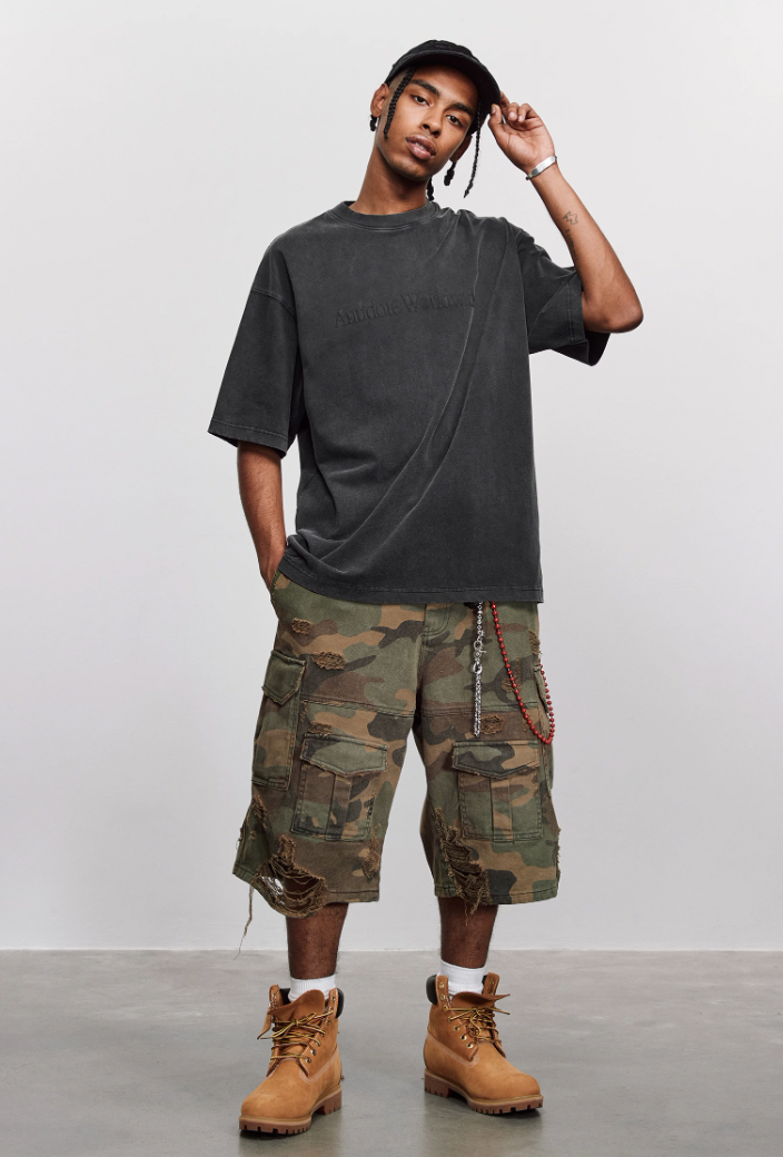 ANTIDOTE Washed Distressed Logo Print Vintage Tee