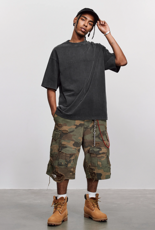 ANTIDOTE Washed Distressed Logo Print Vintage Tee