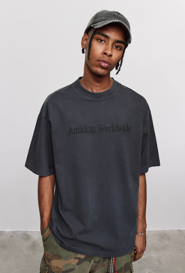 ANTIDOTE Washed Distressed Logo Print Vintage Tee