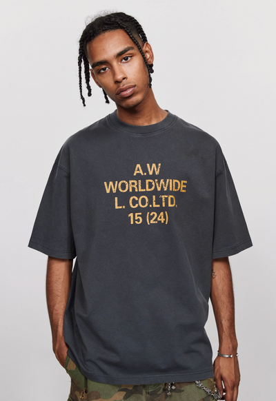 ANTIDOTE Washed Aged Font Clashing Letter Printed Tee