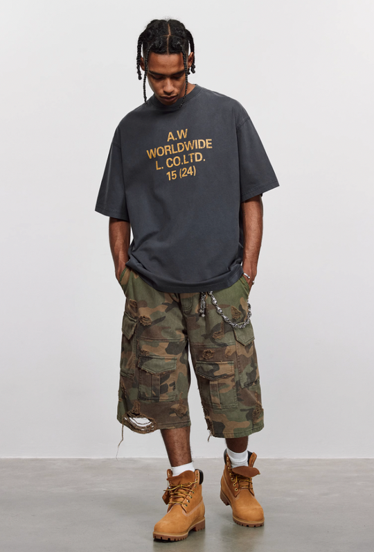 ANTIDOTE Washed Aged Font Clashing Letter Printed Tee