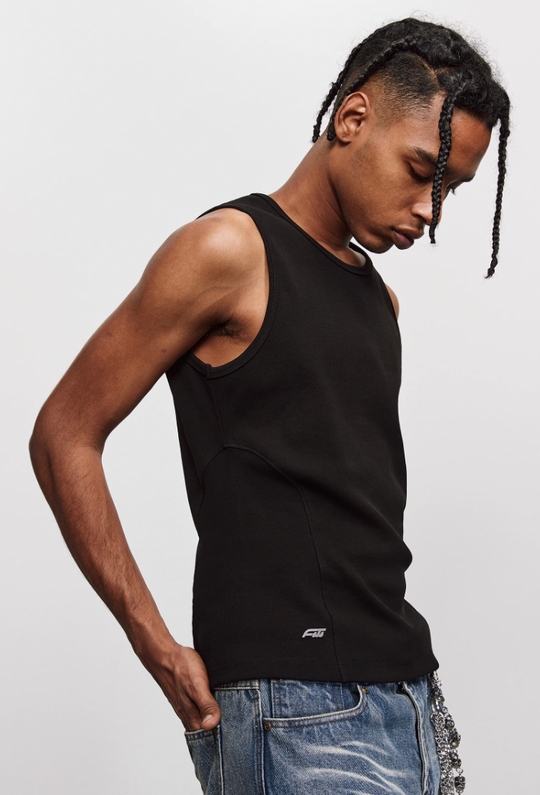 ANTIDOTE Pit Stripe Texture Slim Stretch Sleeveless Tee