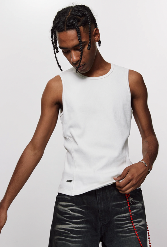 ANTIDOTE Pit Stripe Texture Slim Stretch Sleeveless Tee