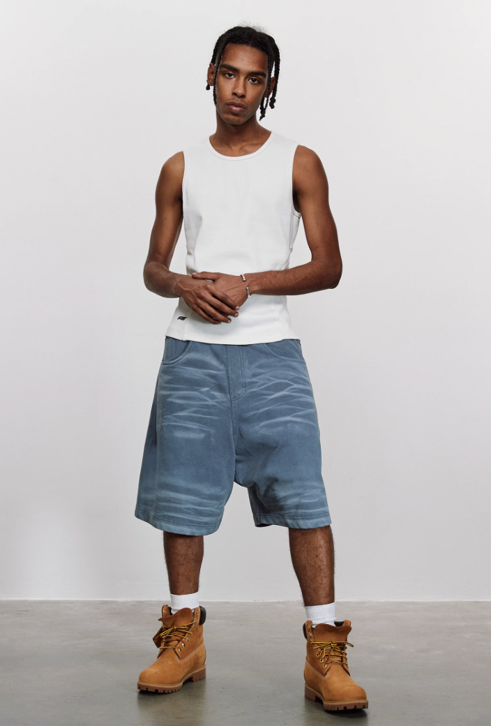 ANTIDOTE Pit Stripe Texture Slim Stretch Sleeveless Tee