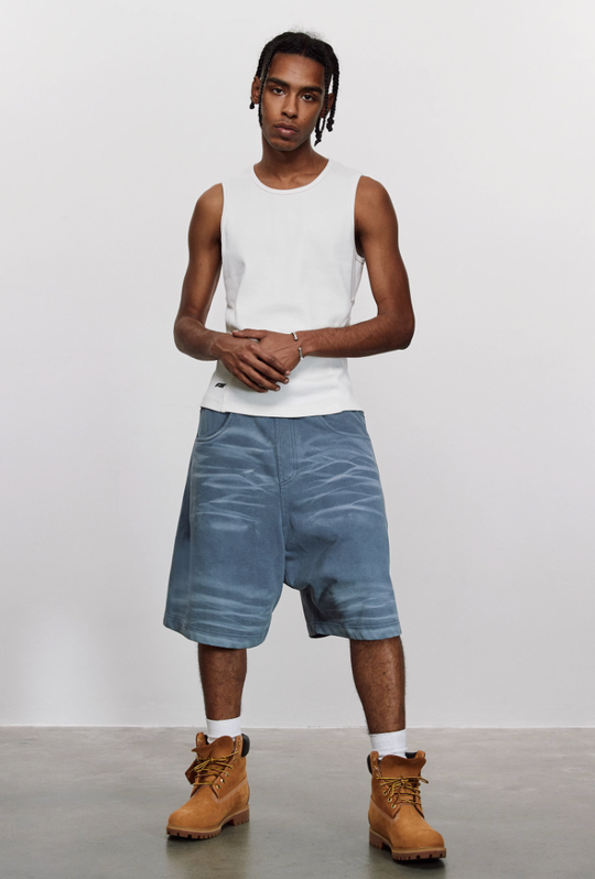 ANTIDOTE Pit Stripe Texture Slim Stretch Sleeveless Tee