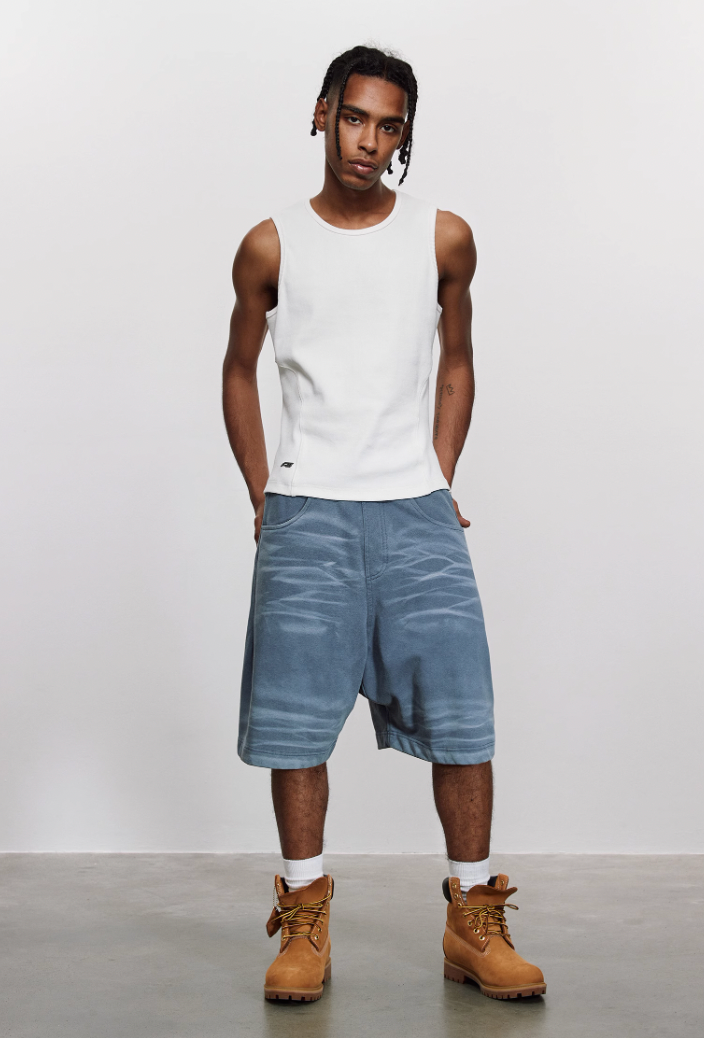 ANTIDOTE Pit Stripe Texture Slim Stretch Sleeveless Tee