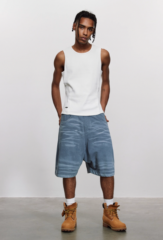 ANTIDOTE Pit Stripe Texture Slim Stretch Sleeveless Tee