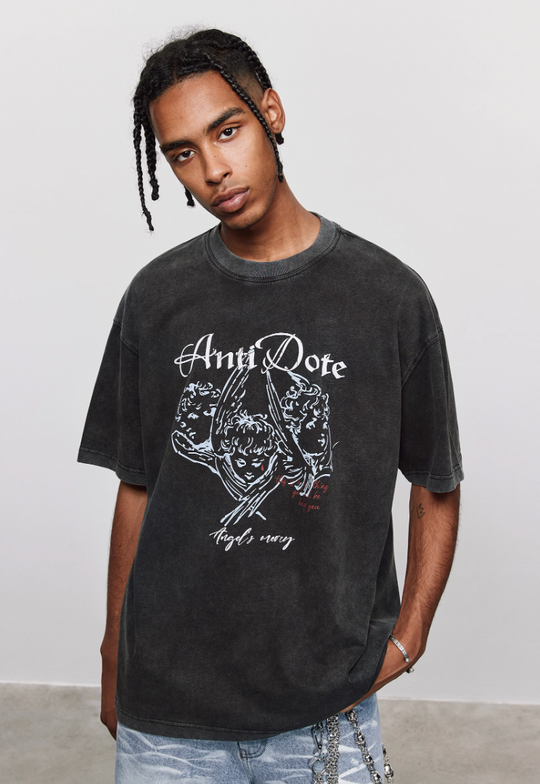 ANTIDOTE Angel Tears Printed Washed Vintage Tee