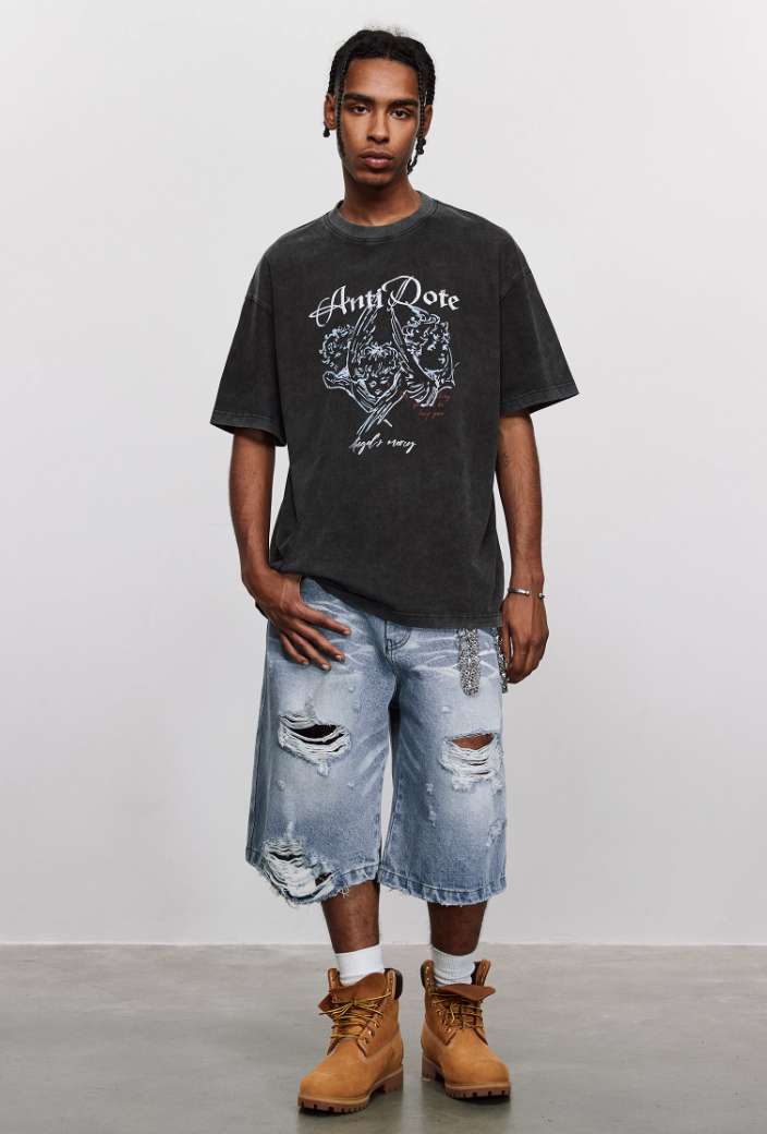 ANTIDOTE Angel Tears Printed Washed Vintage Tee