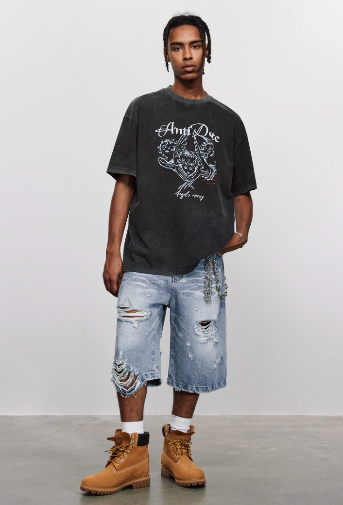 ANTIDOTE Angel Tears Printed Washed Vintage Tee