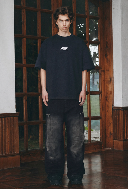 ANTIDOTE Hidden Pocket Structure Faded Work Cargo Jeans