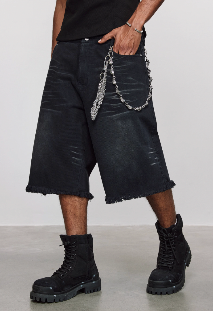 ANTIDOTE Washed Cat Whiskers Cut Off Shorts Denim Jeans