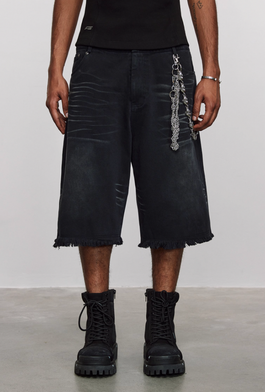 ANTIDOTE Washed Cat Whiskers Cut Off Shorts Denim Jeans