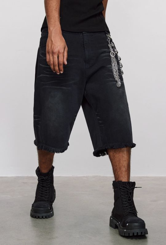 ANTIDOTE Washed Cat Whiskers Cut Off Shorts Denim Jeans