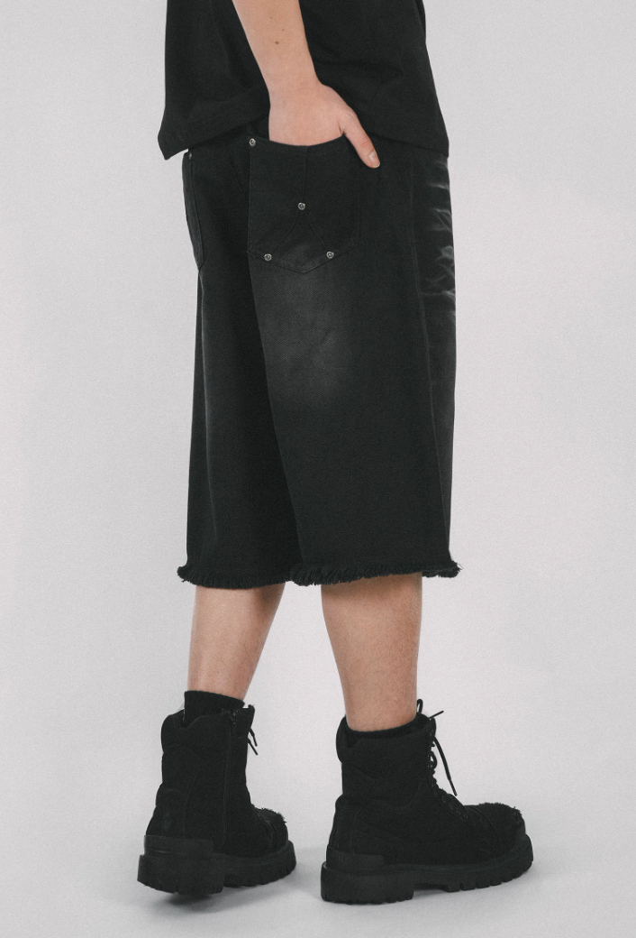 ANTIDOTE Washed Cat Whiskers Cut Off Shorts Denim Jeans